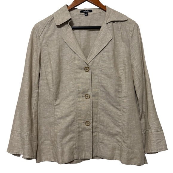 Rafaella Jackets & Blazers - Rafaella Linen Blend Blazer Jacket Button Down Shirt Womens Size 8 Beige Coastal